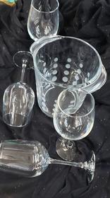 Glass Wine Bucket with 4 Crystal Wine Glasses 156//280